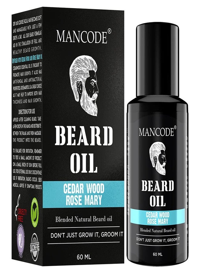 MAN CODE Mancode Beard Growth Oil for Men - 60ml More Beard Growth, With Cedarwood & Rose Mary Natural Oils including Vitamin E, Nourishment & Strengthening, No Harmful Chemicals - Image 1